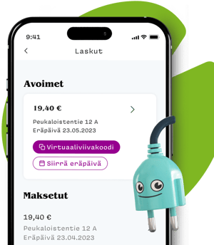 OmaLumme-sovelluksen näkymä avoimista laskuista.
