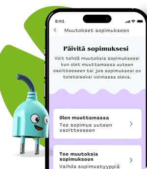 Näkymä OmaLumme-sovelluksesta sopimuksen päivittämisestä.